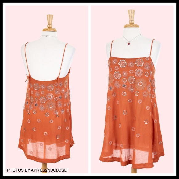 FREE PEOPLE BOHO SLIP SUN TANK MINI DRESS A3C - Picture 3 of 16